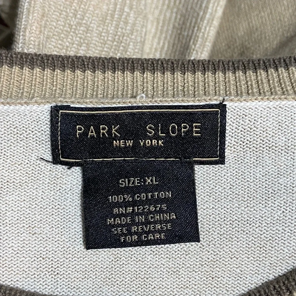 Park Slope New York Mens XL‎ Cotton Ribbed Crew Neck Sweater Tan Beige RN122675